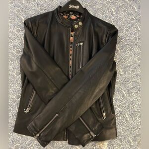 SCHOTT NYC Womens Black Lambskin Leather Jacket